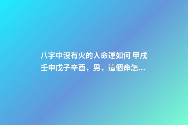 八字中沒有火的人命運如何 甲戌壬申戊子辛酉，男，這個命怎么樣，幫忙分析一下，謝謝、